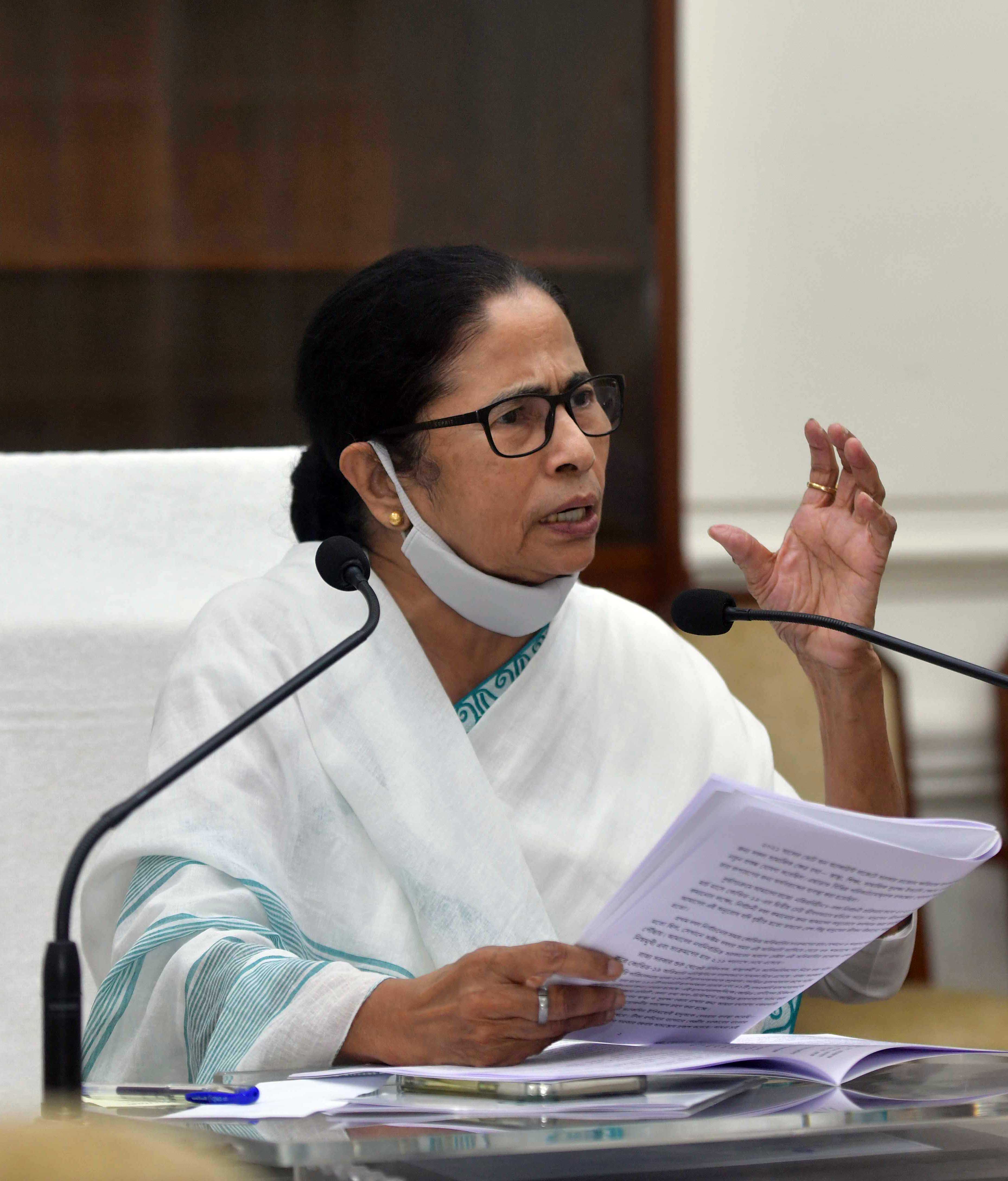 West Bengal Chief Minister Mamata Banerjee addresses during a press conference