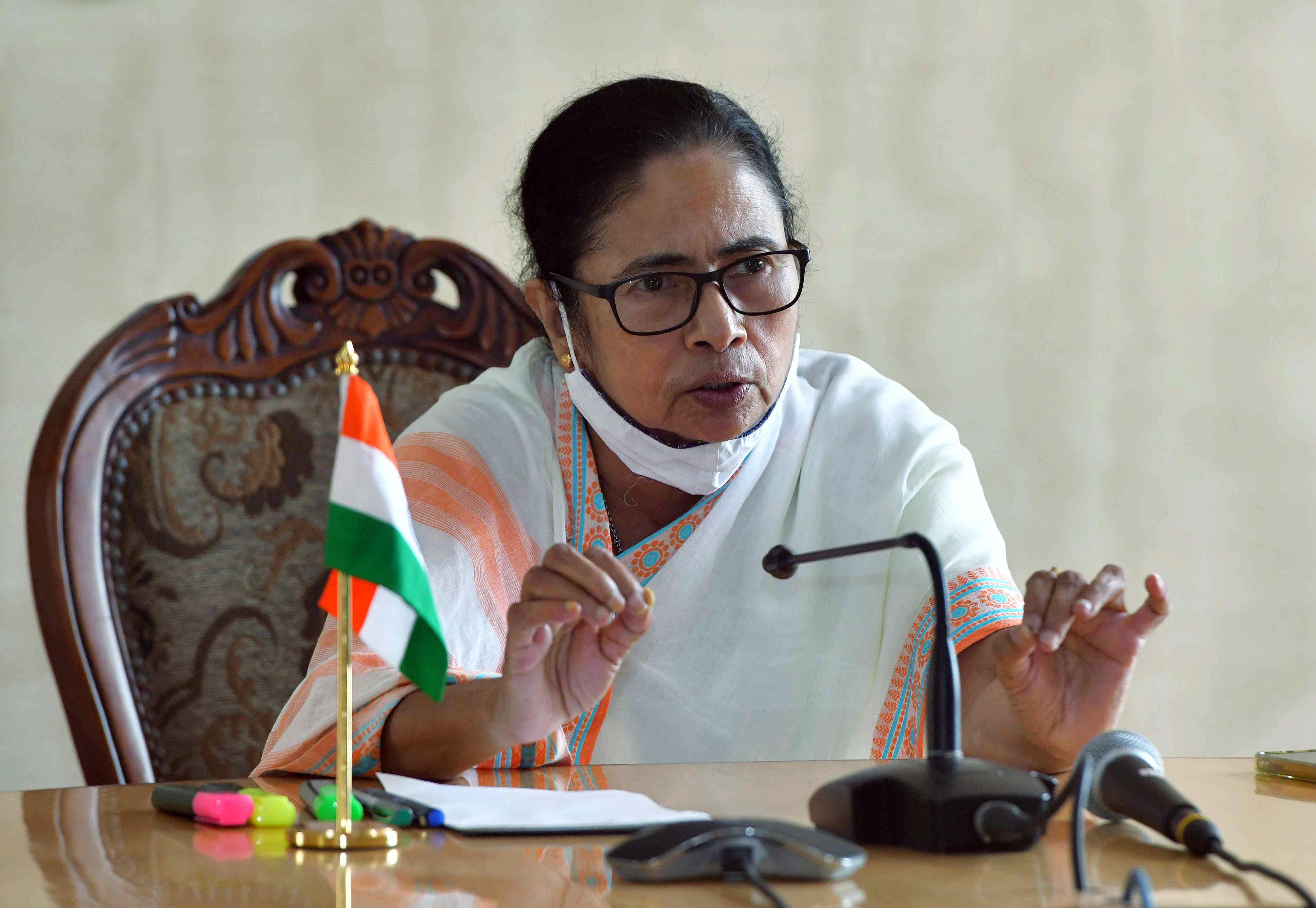 West Bengal Chief Minister Mamata Banerjee addresses a press conference